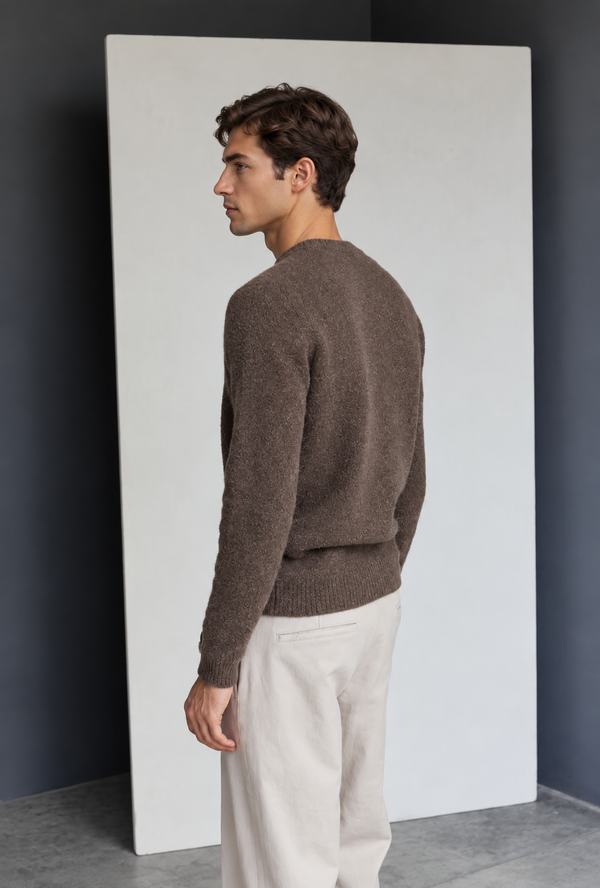 Jersey bouclé Ferrante cuello redondo hombre marrón