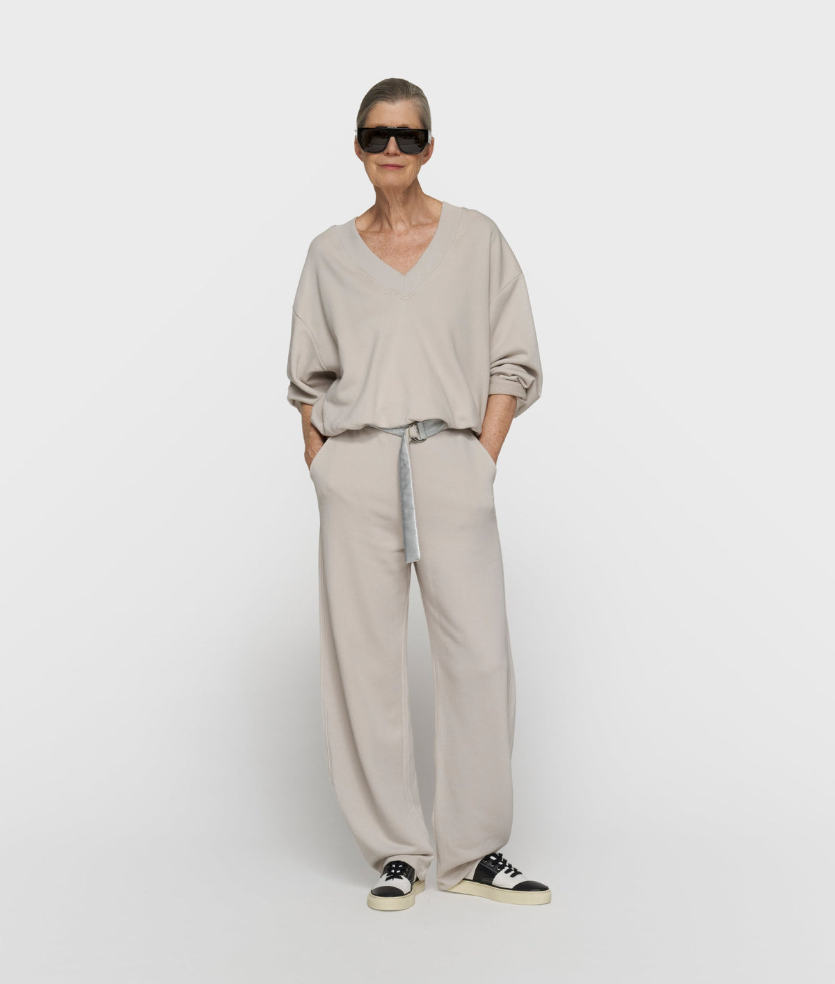 Jersey 10DAYS V-Neck Balloon mujer stone, vista 3