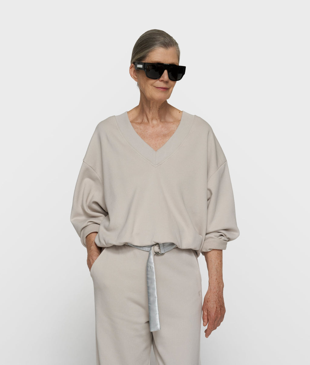 Jersey 10DAYS V-Neck Balloon mujer stone