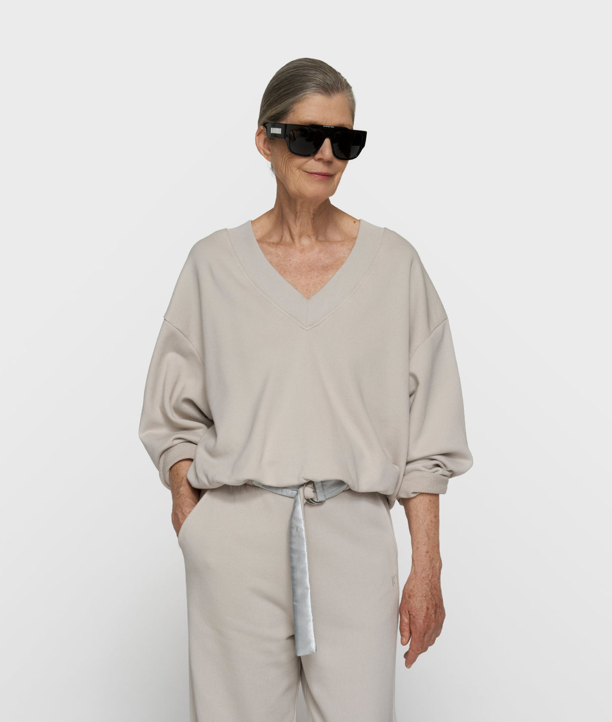 Jersey 10DAYS V-Neck Balloon mujer stone