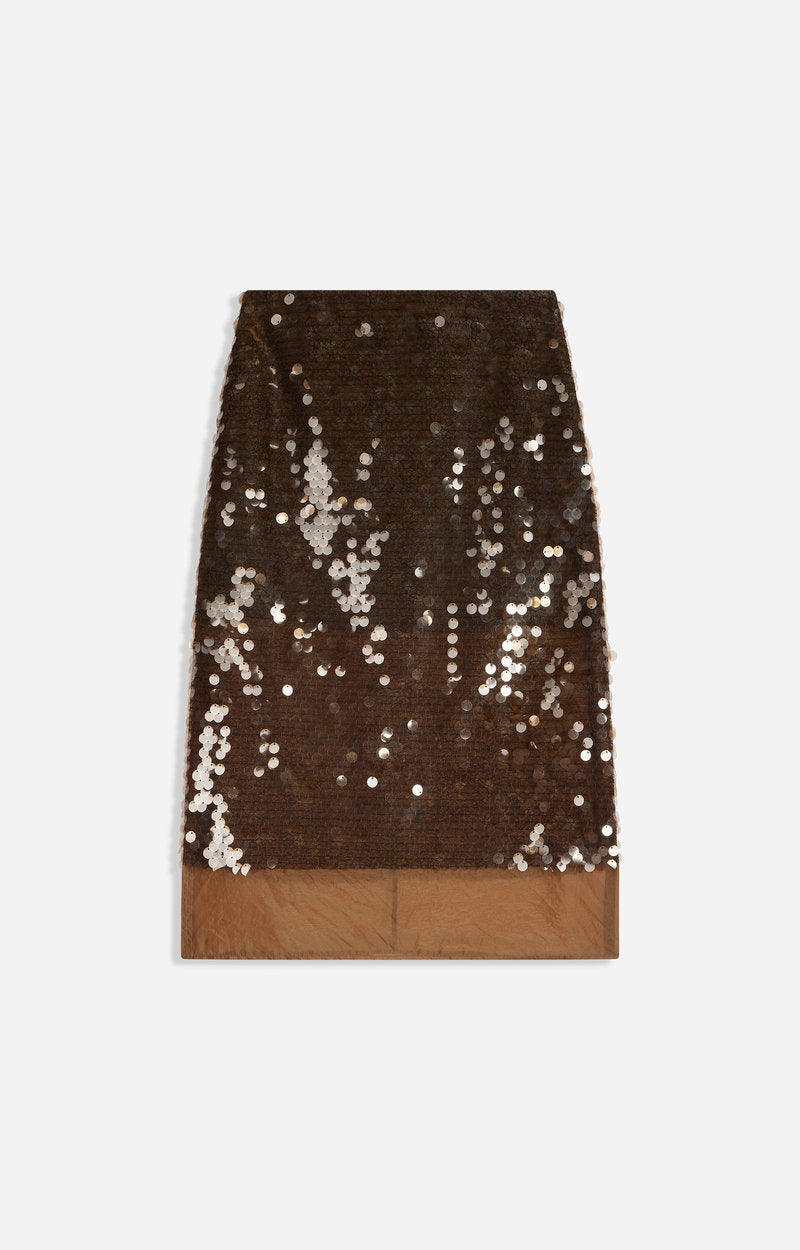 Falda Vanessa Bruno Heasy camel, vista frontal
