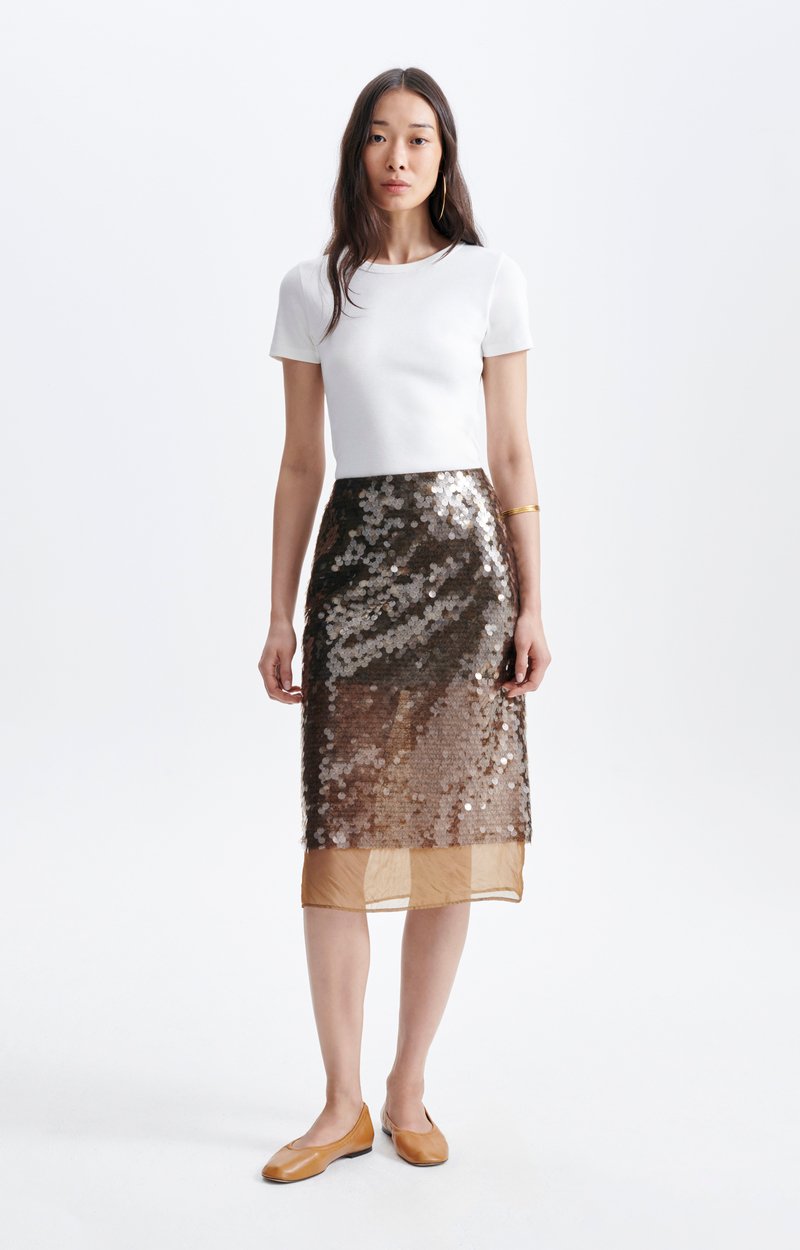 Falda Vanessa Bruno Heasy camel, vista lateral