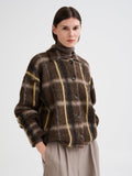 Overshirt Roberto Collina jacquard geométrico mujer marrón