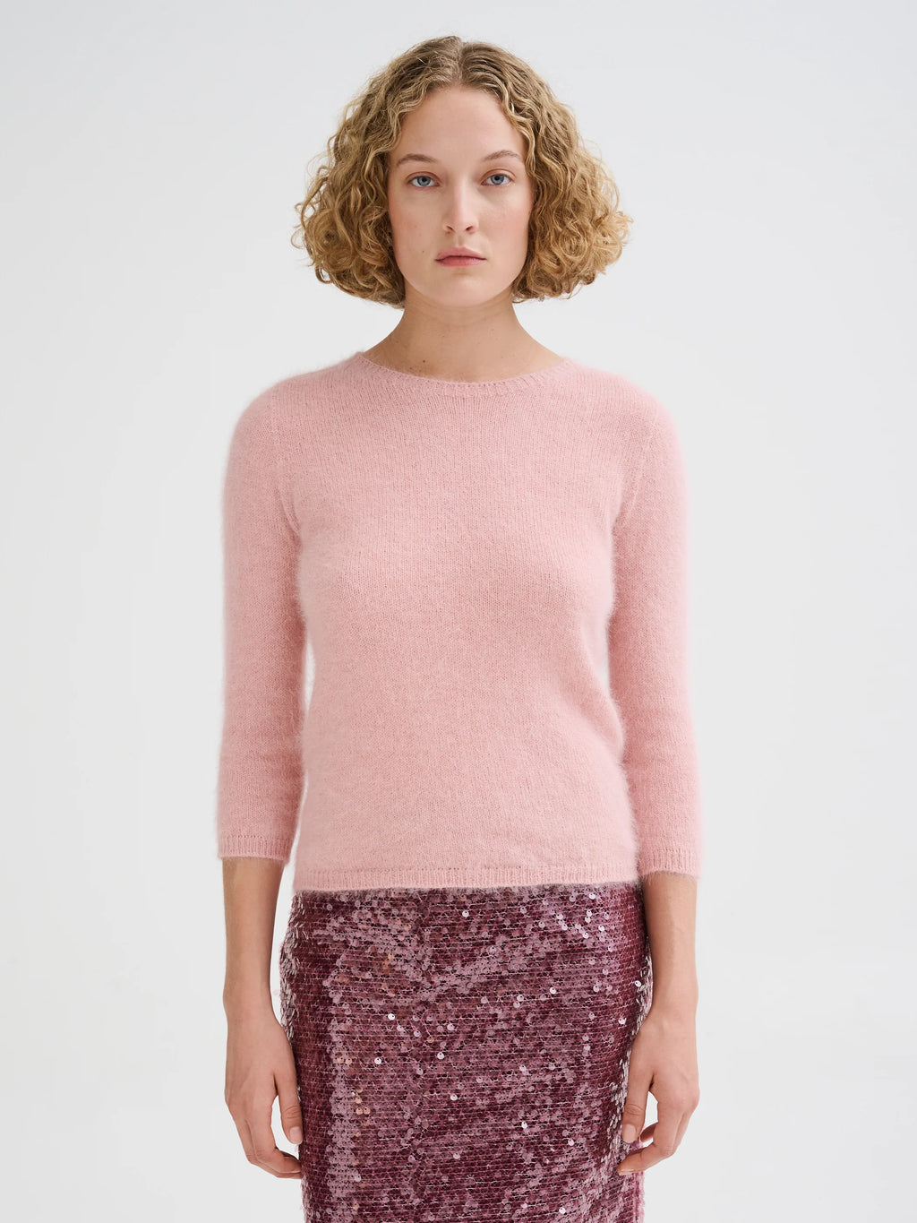 Jersey jacquard nórdico Roberto Collina mujer rosa