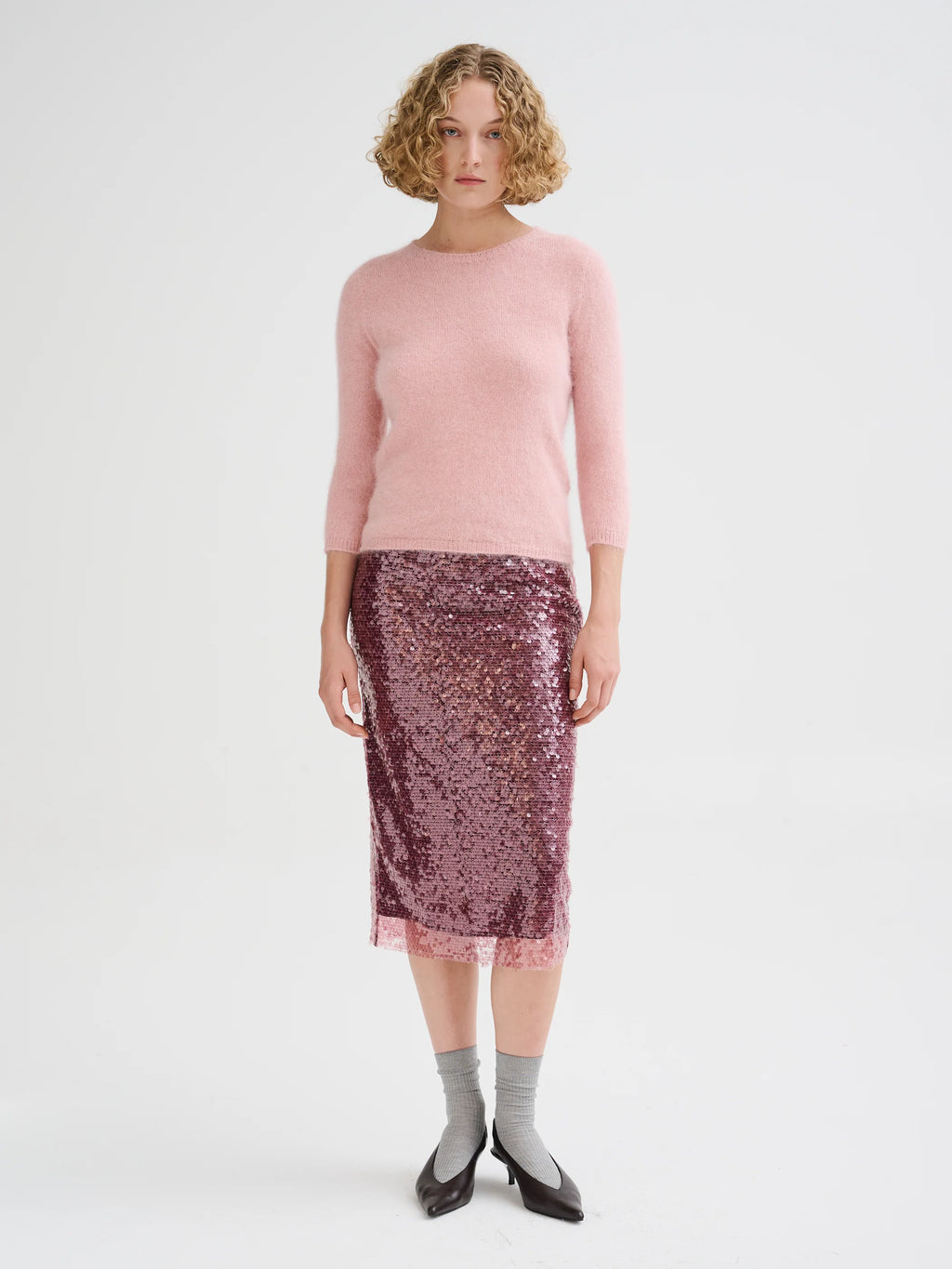 Jersey jacquard nórdico Roberto Collina mujer rosa