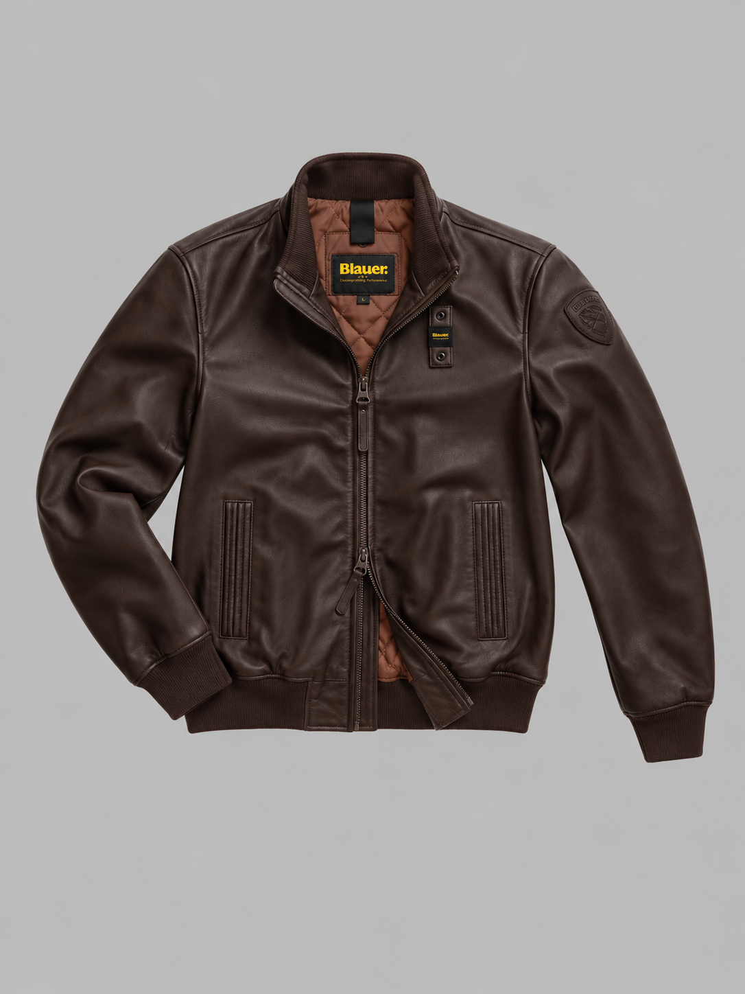 Cazadora bomber de piel Petrel Blauer marrón oscuro