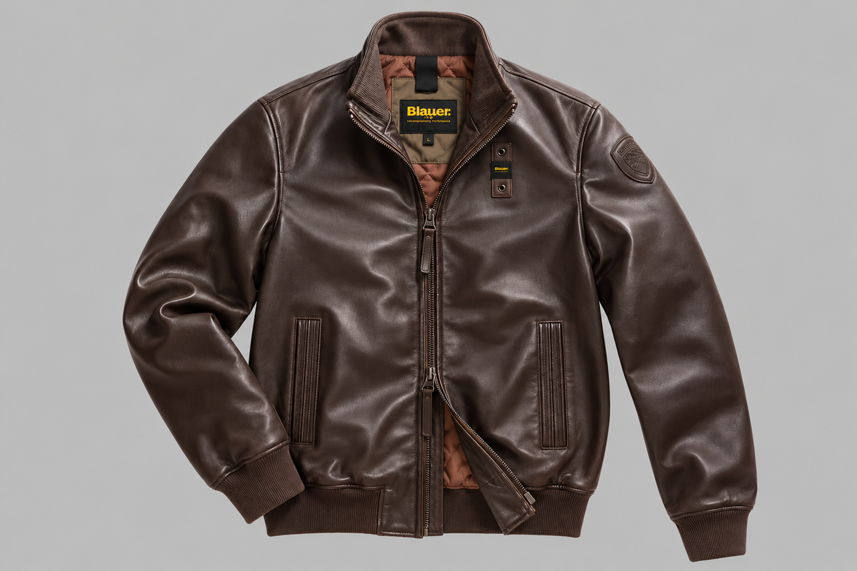 Cazadora bomber de piel Petrel Blauer