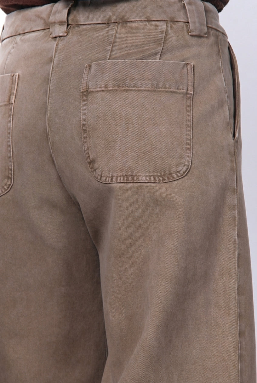 Gabardina elástica del pantalón Mason's New York Studio Crop tabaco