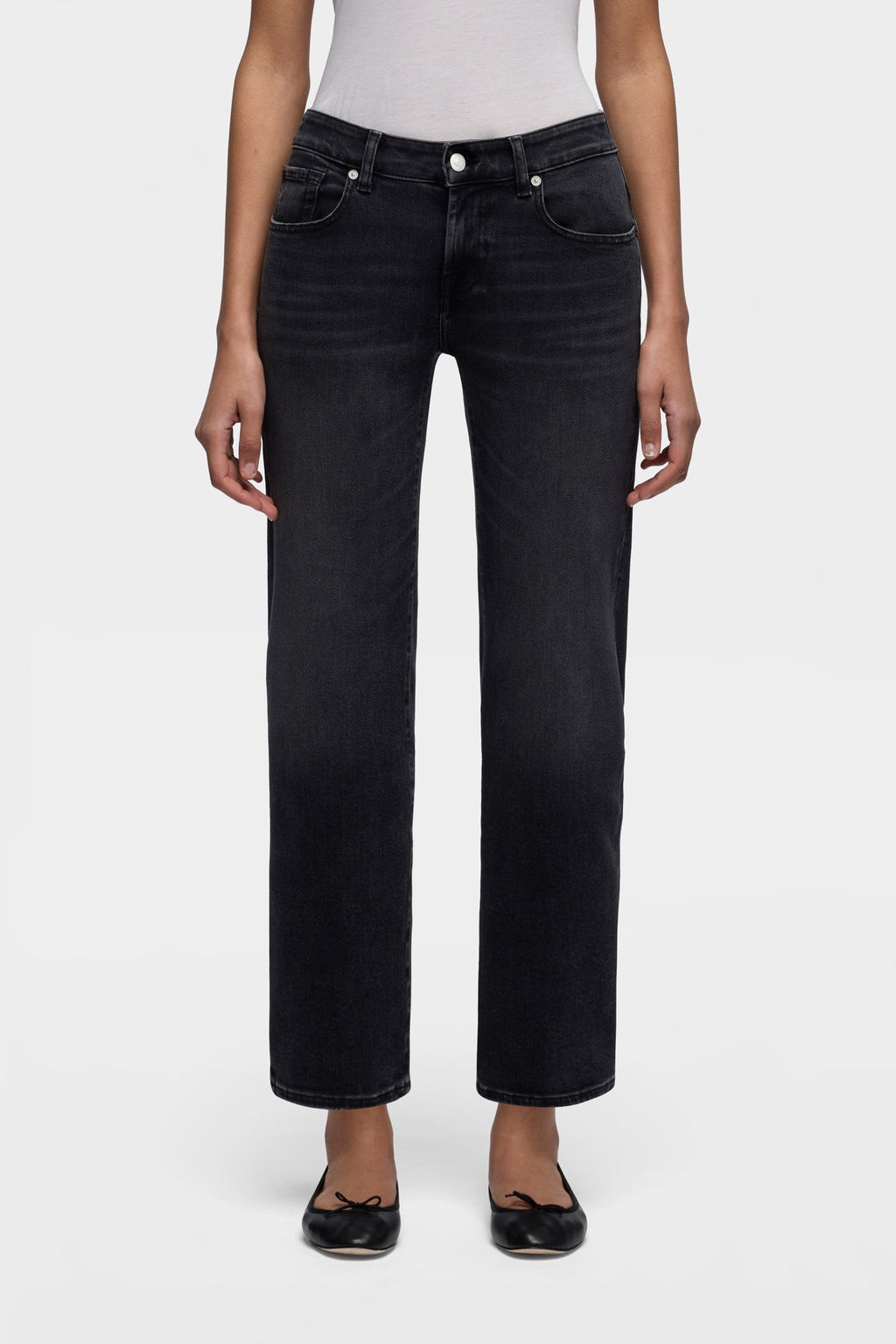 Vaquero 7 For All Mankind Calie gris de tiro medio, vista trasera