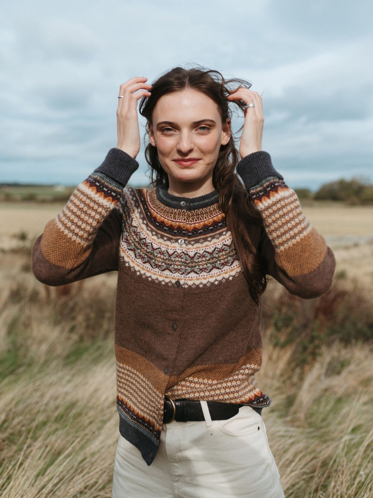 Cárdigan Eribe Alpine mujer marrón fair isle