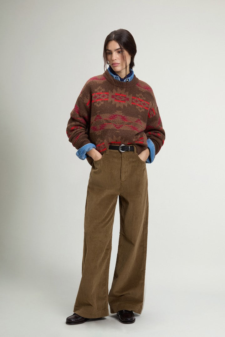 Jersey Woolrich mujer marrón fair isle de mohair