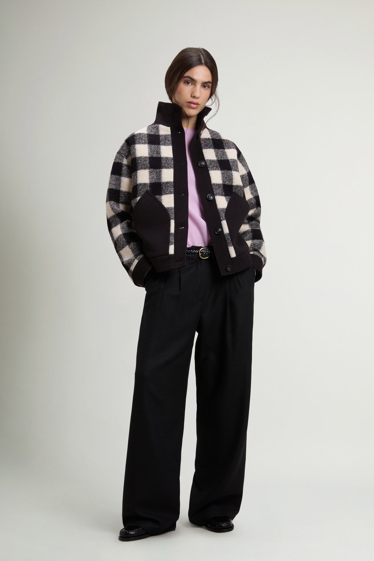 Sobrecamisa Woolrich Gentry mujer negra de cuadros