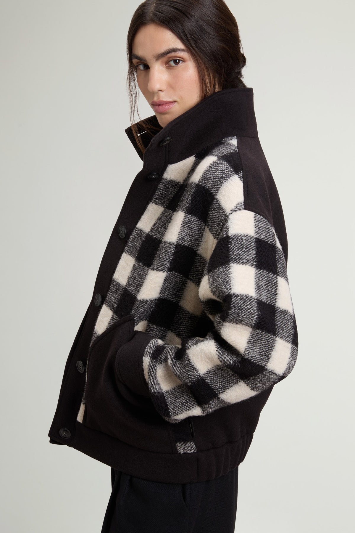 Sobrecamisa Woolrich Gentry mujer negra de cuadros