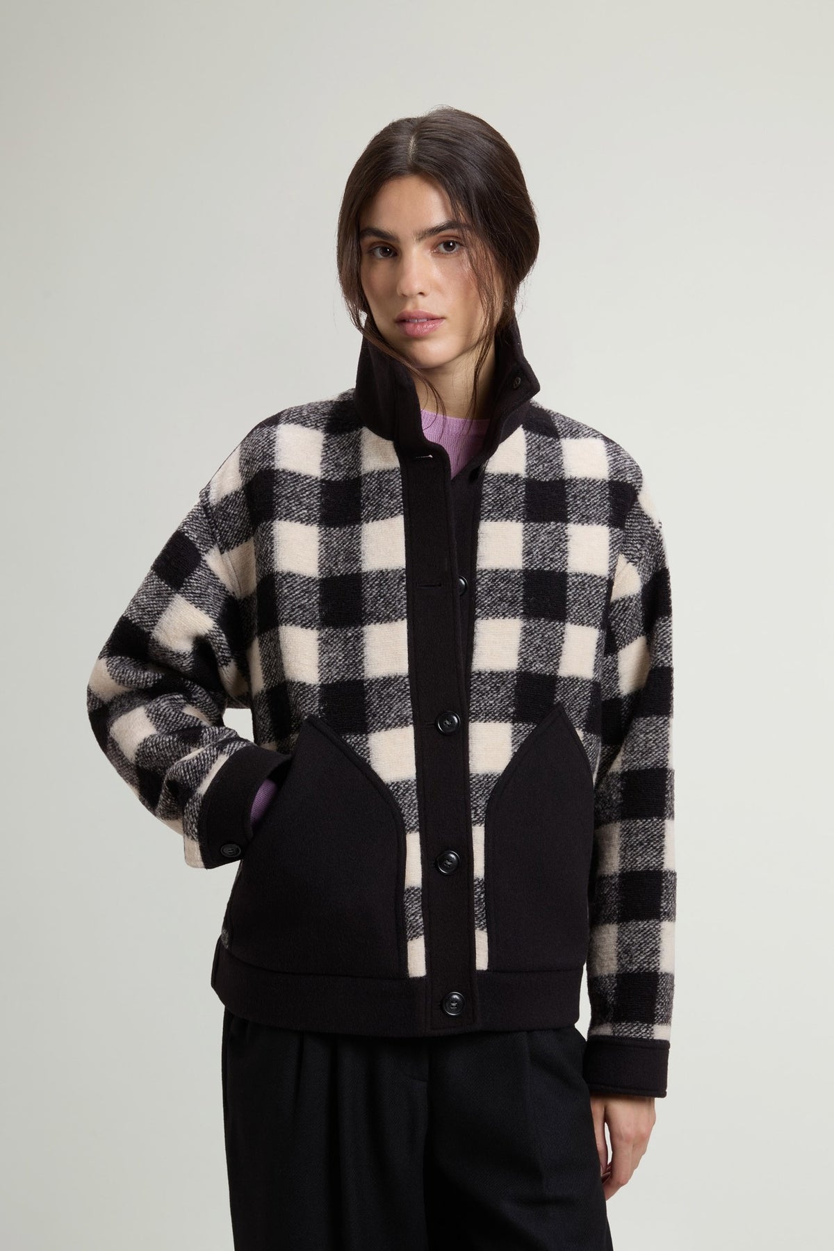 Sobrecamisa Woolrich Gentry mujer negra de cuadros