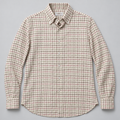 Camisa Borriello de hombre con cuadro caudrille granate sobre fondo crema, cuello button-down, vista frontal