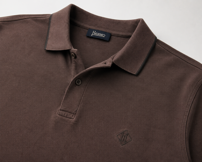 Polo Marron Herno Pique