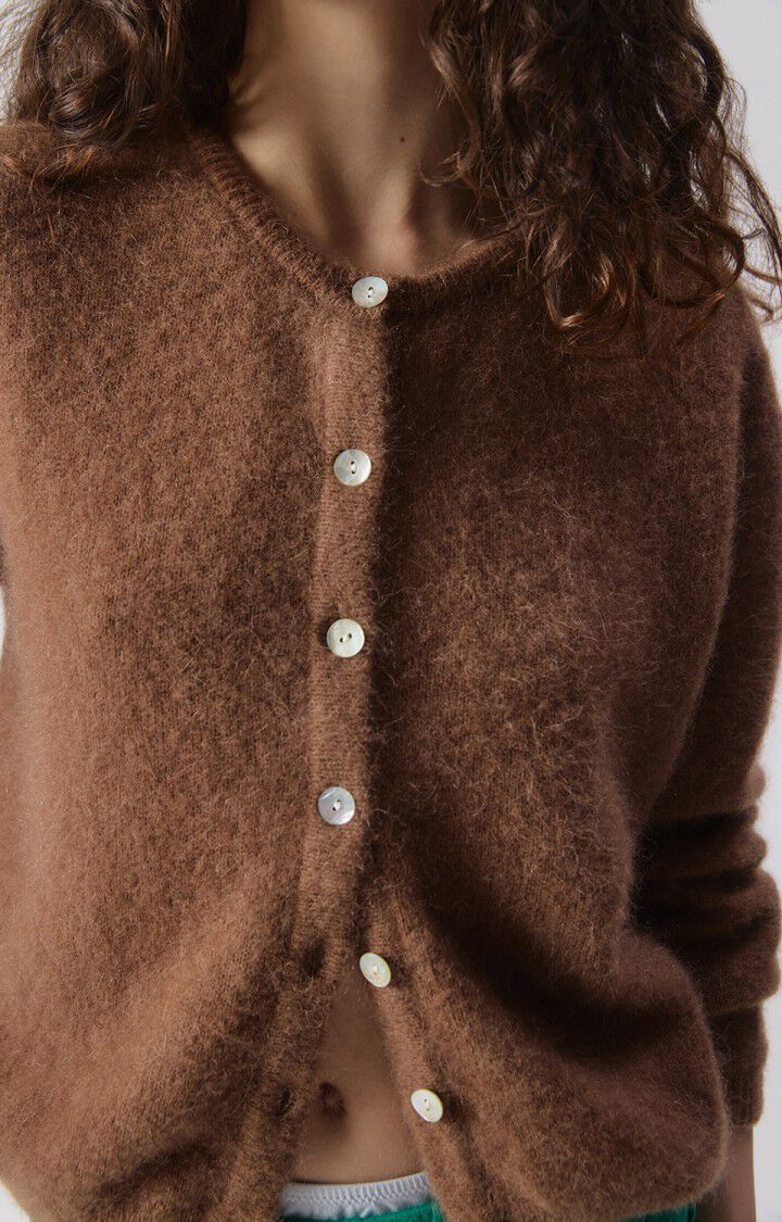 Chaqueta de punto mujer American Vintage Vitow chocolate, vista 3