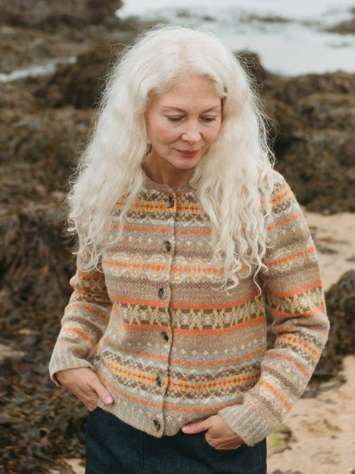 Cárdigan Eribe Westray mujer naranja fair isle