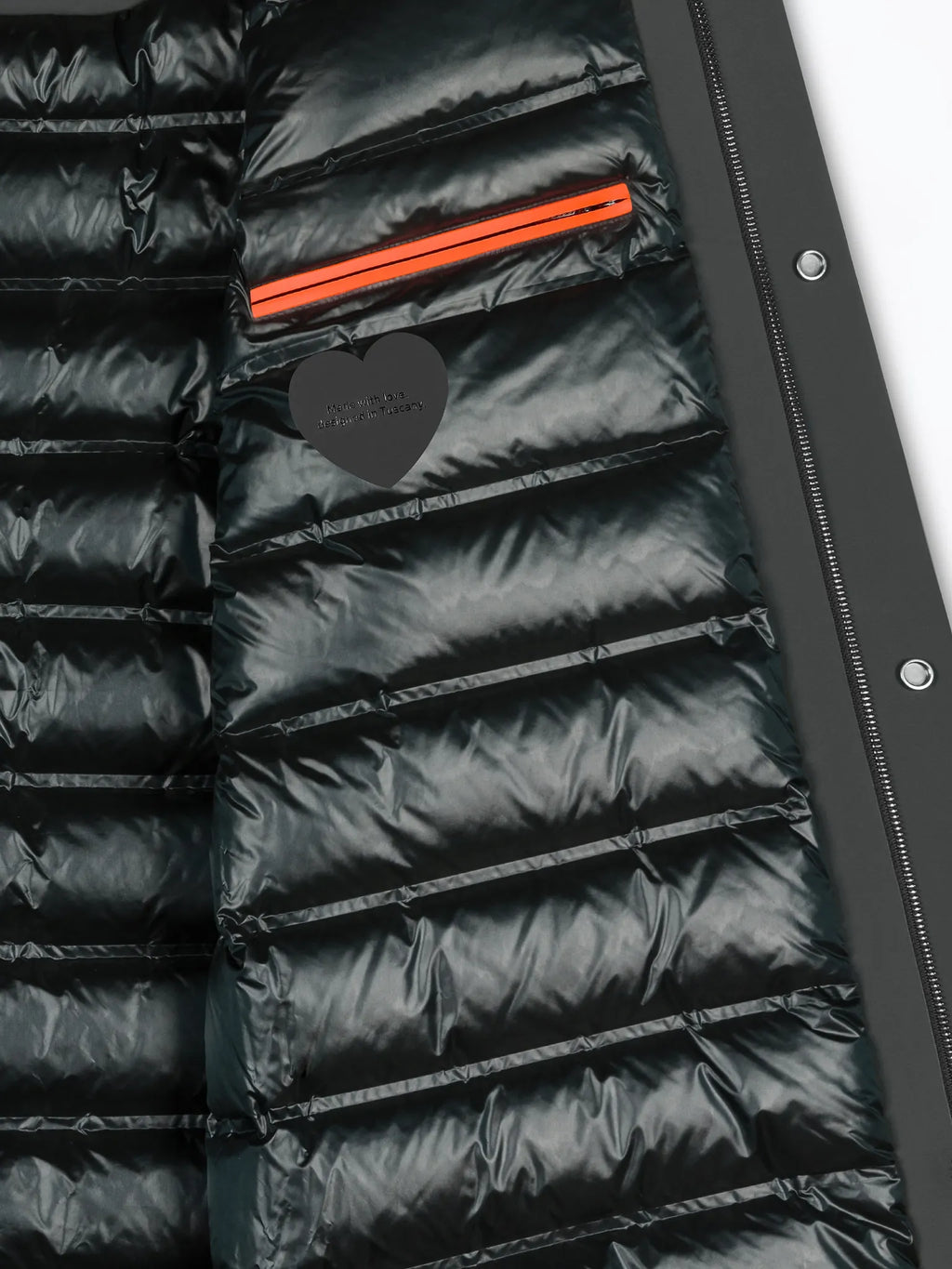 Parka RRD Surflex Winter Down Under Floating verde bosque, detalle del acolchado interior