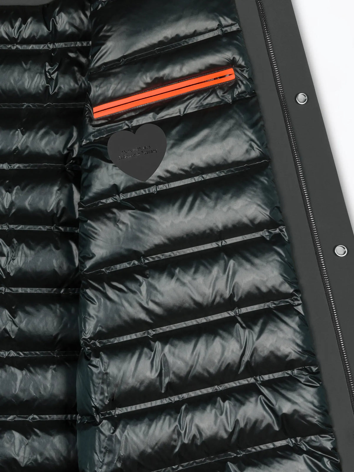 Parka RRD Surflex Winter Down Under Floating verde bosque, detalle del acolchado interior