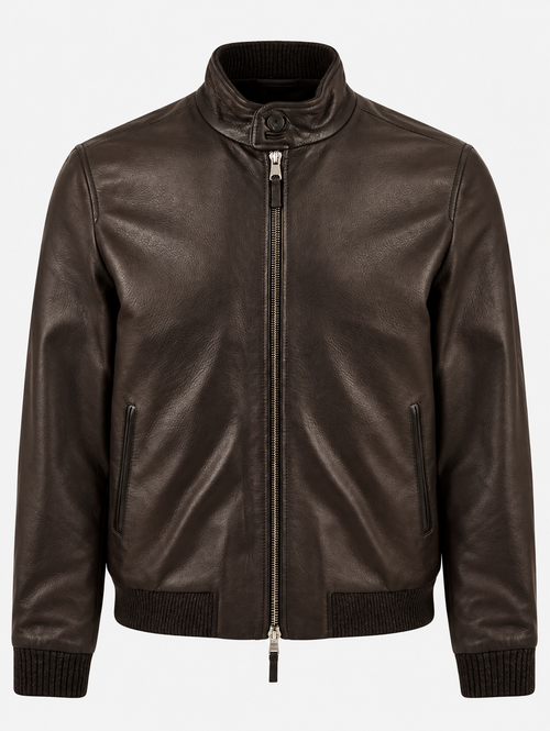 Bomber de piel The Jack East Village marrón oscuro
