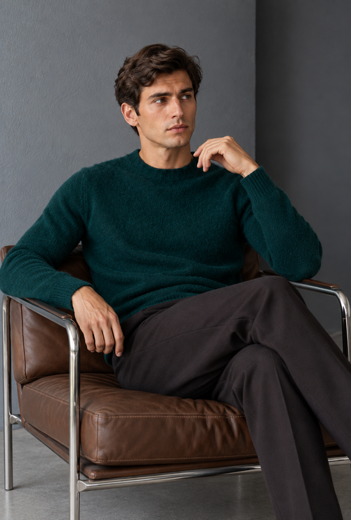 Jersey Cuello Redondo Bouclé Ferrante Verde Botella