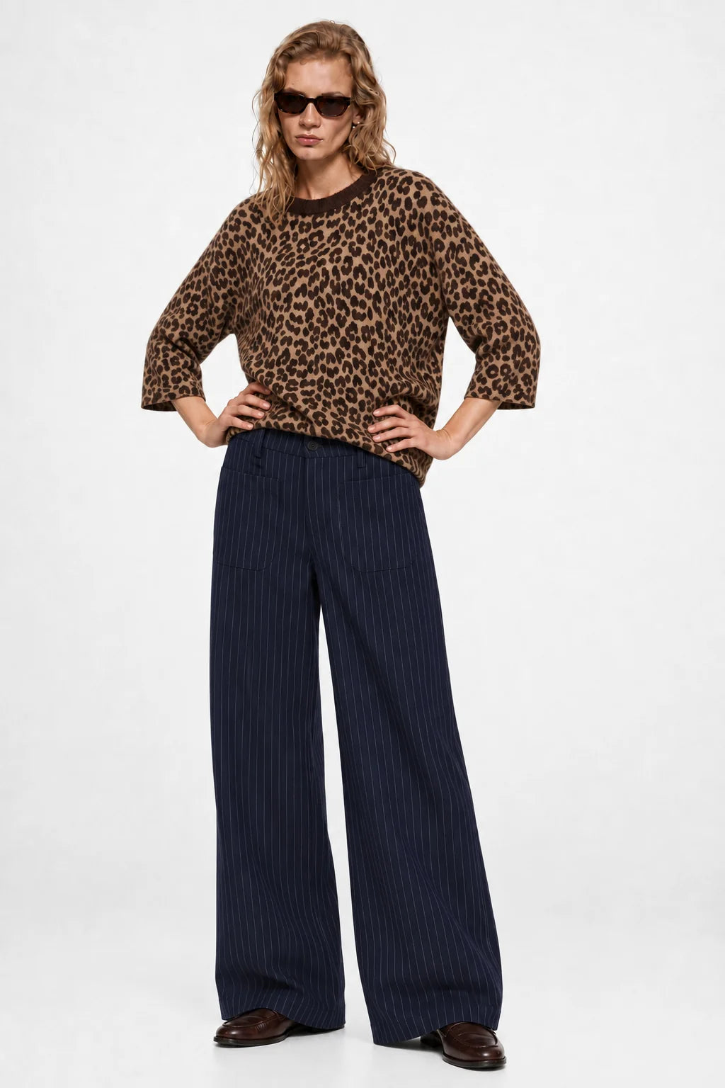 Five Jeans Léopard jersey de lana marrón de mujer con dibujo de leopardo