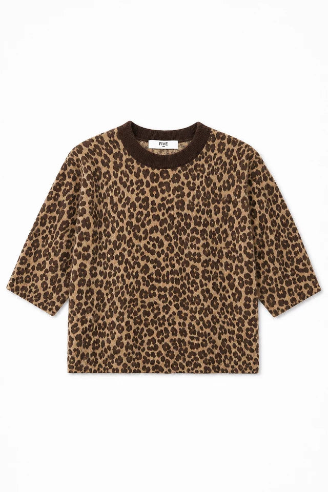 Five Jeans Léopard jersey de lana marrón de mujer con dibujo de leopardo, vista 2
