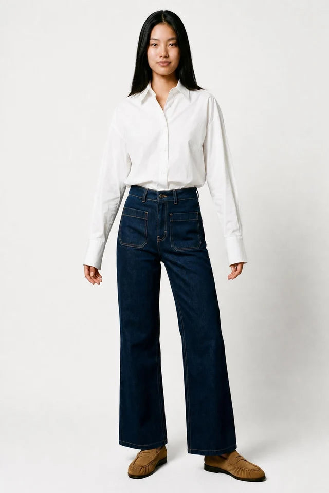 Five Jeans Lucia vaquero ancho cropped Indigo Raw de mujer