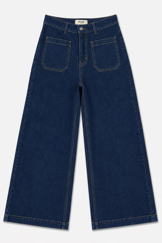 Five Jeans Lucia vaquero ancho cropped Indigo Raw de mujer, vista 2