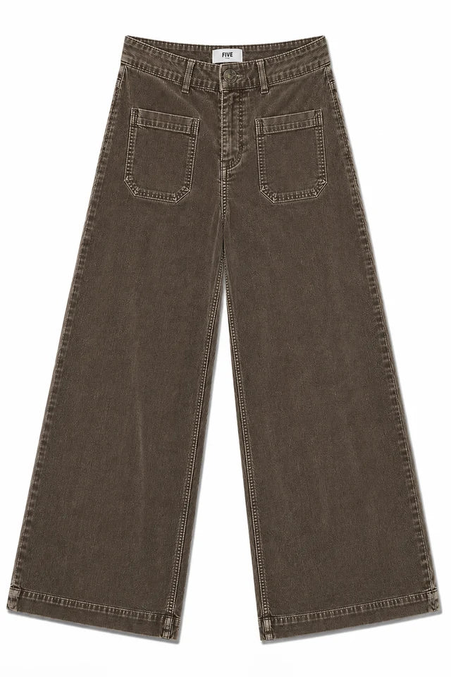 Five Jeans Lucia pantalón de pana ancho marrón para mujer, vista 2