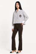 Five Jeans Maylan pantalón de pana cropped flare marrón de mujer