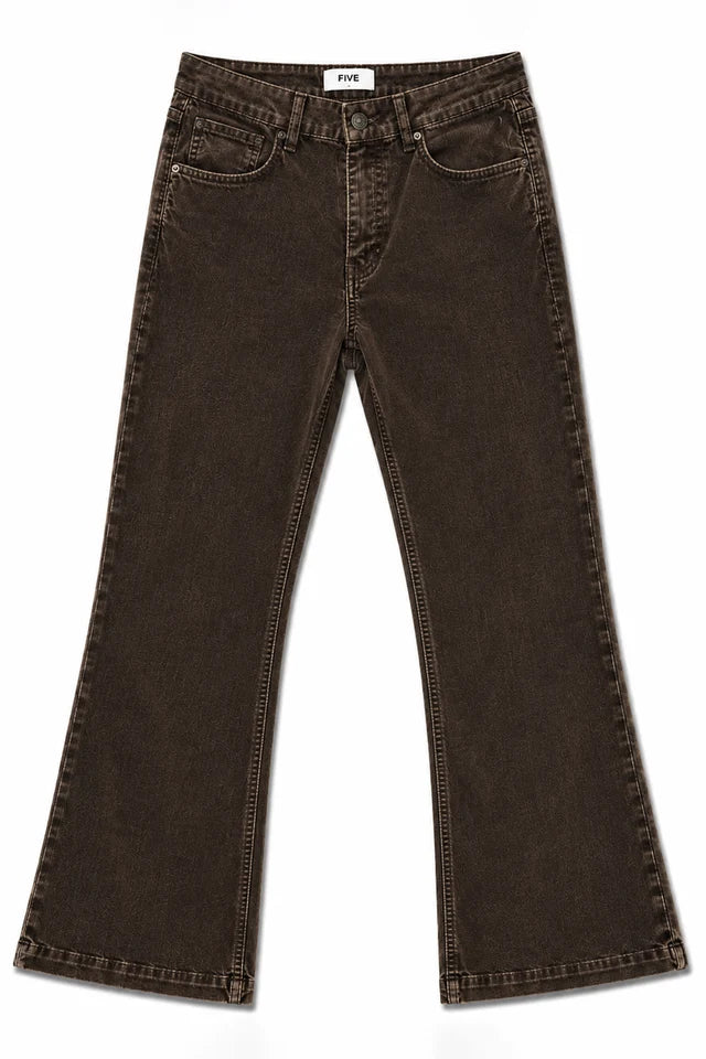 Five Jeans Maylan pantalón de pana cropped flare marrón de mujer, vista 2