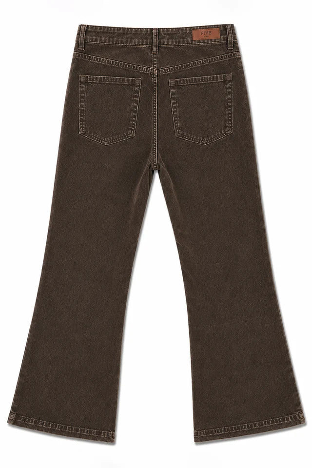 Five Jeans Maylan pantalón de pana cropped flare marrón de mujer, vista 3