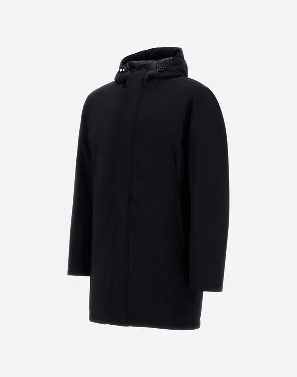 Chaquetón Herno de twill elástico azul - vista lateral