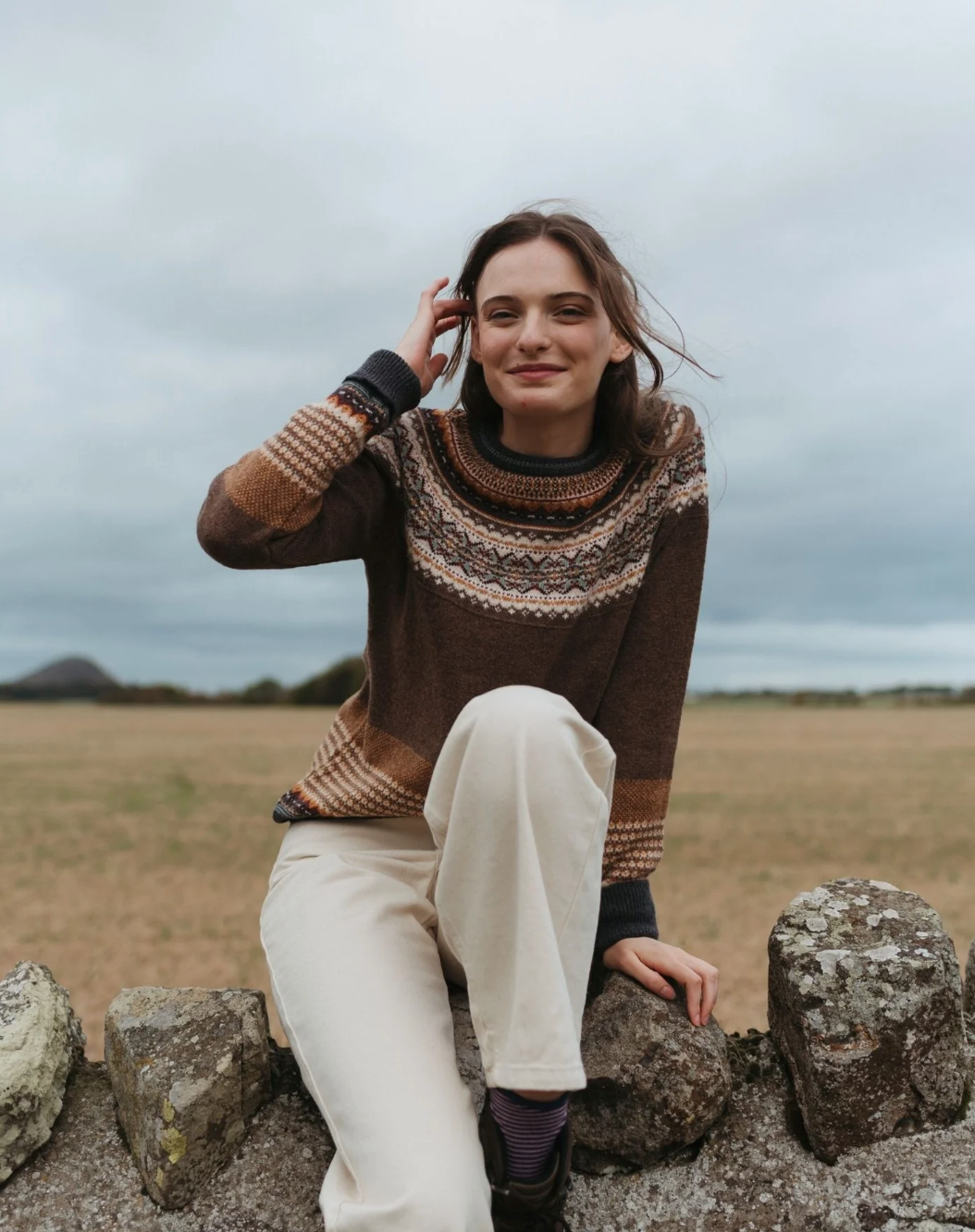 Jersey Eribe Alpine mujer marrón fair isle