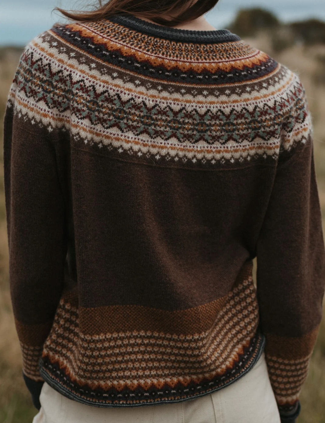 Jersey Eribe Alpine mujer marrón fair isle
