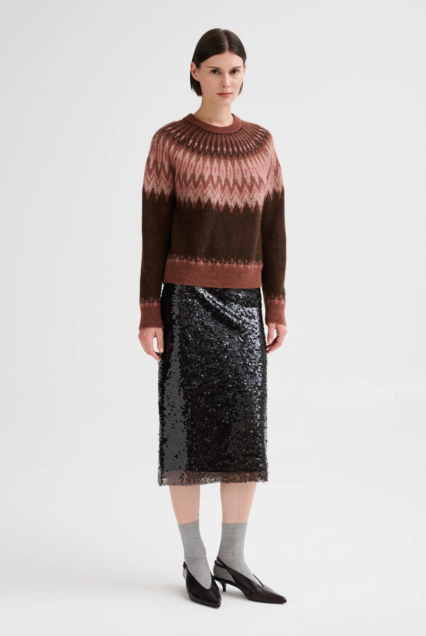 Jersey jacquard nórdico Roberto Collina mujer rosa