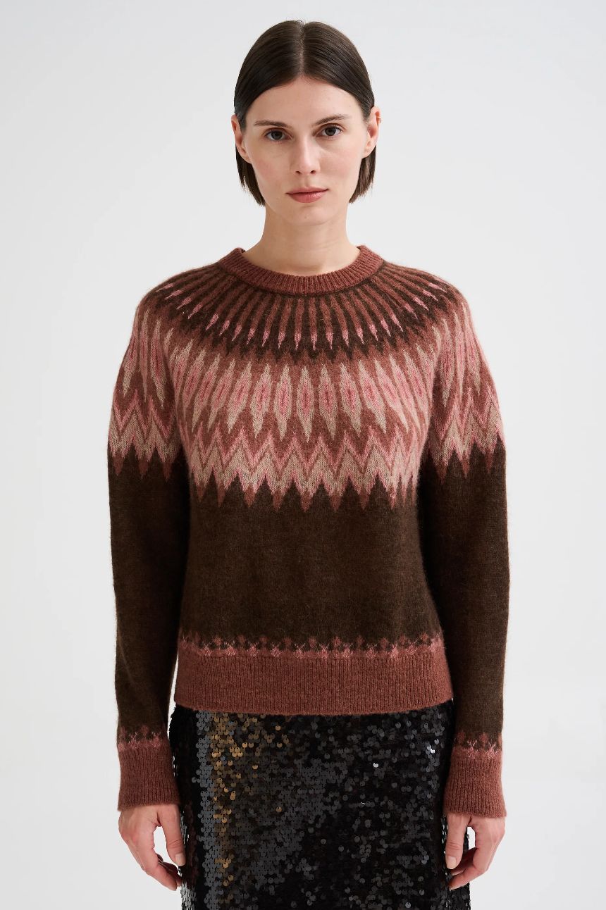 Jersey jacquard nórdico Roberto Collina mujer rosa