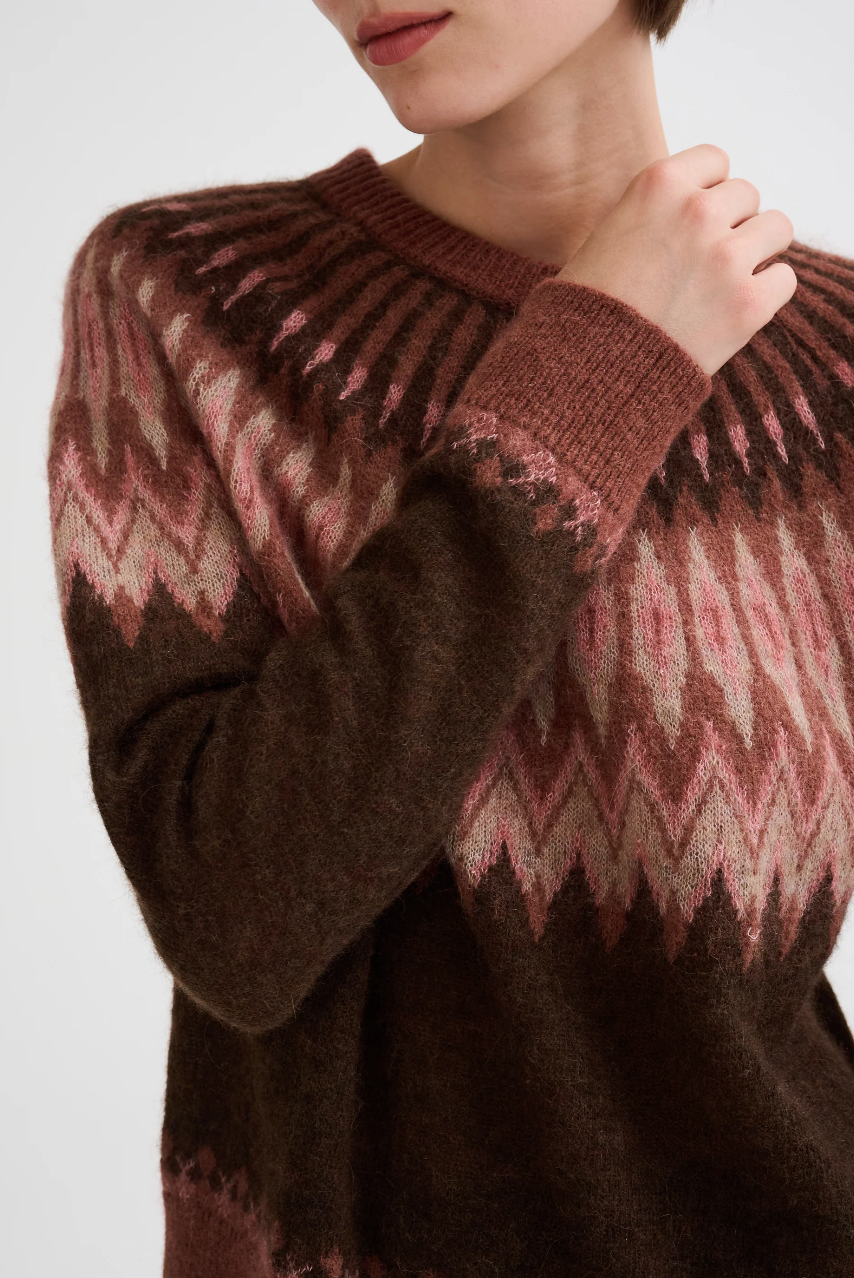 Jersey jacquard nórdico Roberto Collina mujer rosa