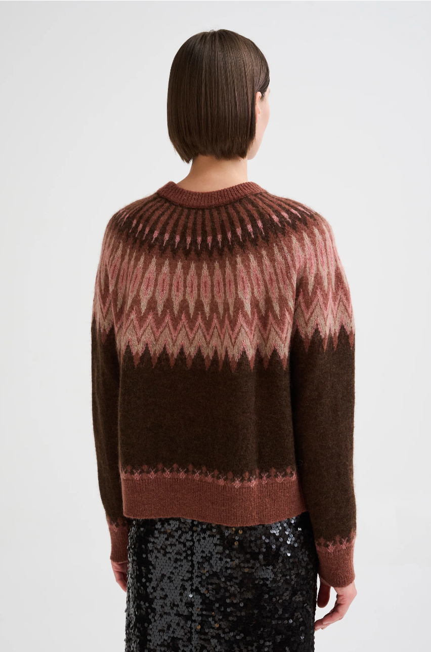 Jersey jacquard nórdico Roberto Collina mujer rosa