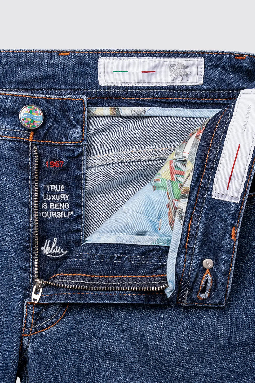 Vaquero Tramarossa Leonardo Slim Burano azul medio detalle interior