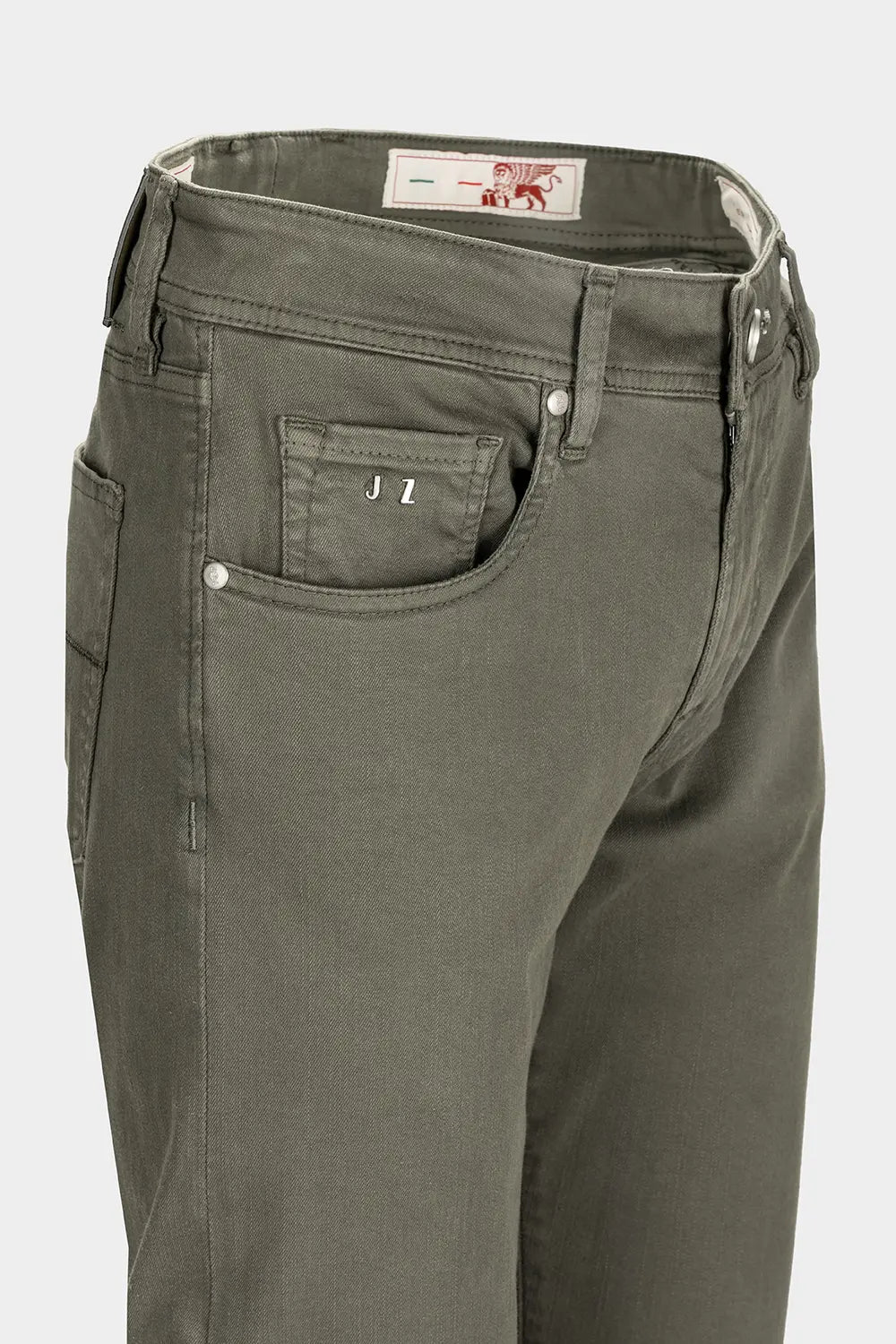 Pantalón Tramarossa Leonardo Slim Relax Kakhi detalle frontal