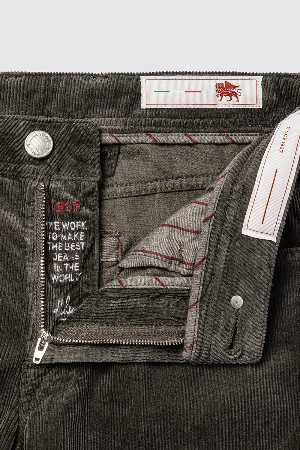 Pantalón Tramarossa Michelangelo Regular pana Kakhi detalle interior