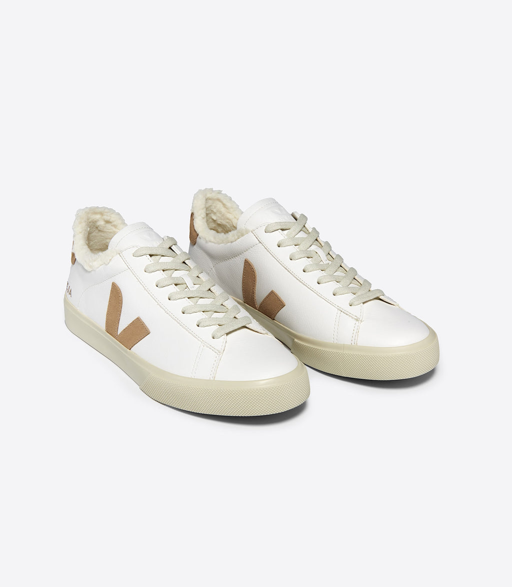 Zapatillas Veja Campo Fured mujer en cuero blanco y marrón, foto 2