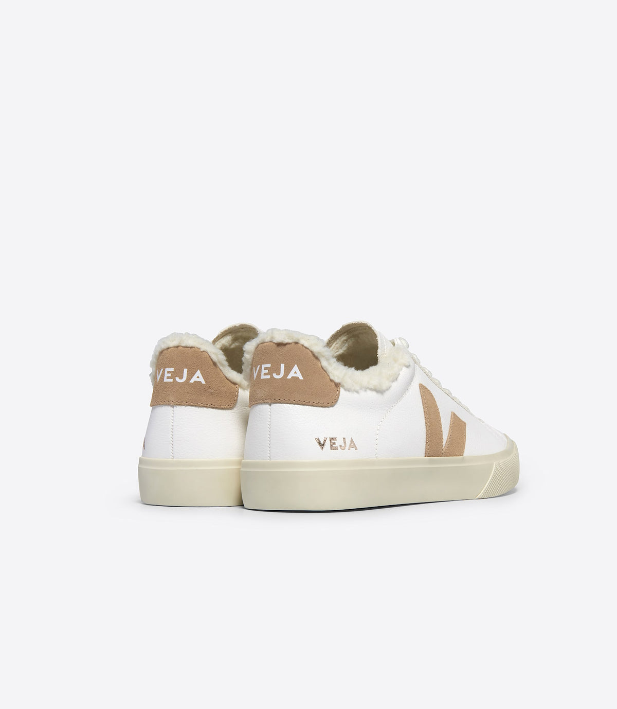 Zapatillas Veja Campo Fured mujer en cuero blanco y marrón, foto 3