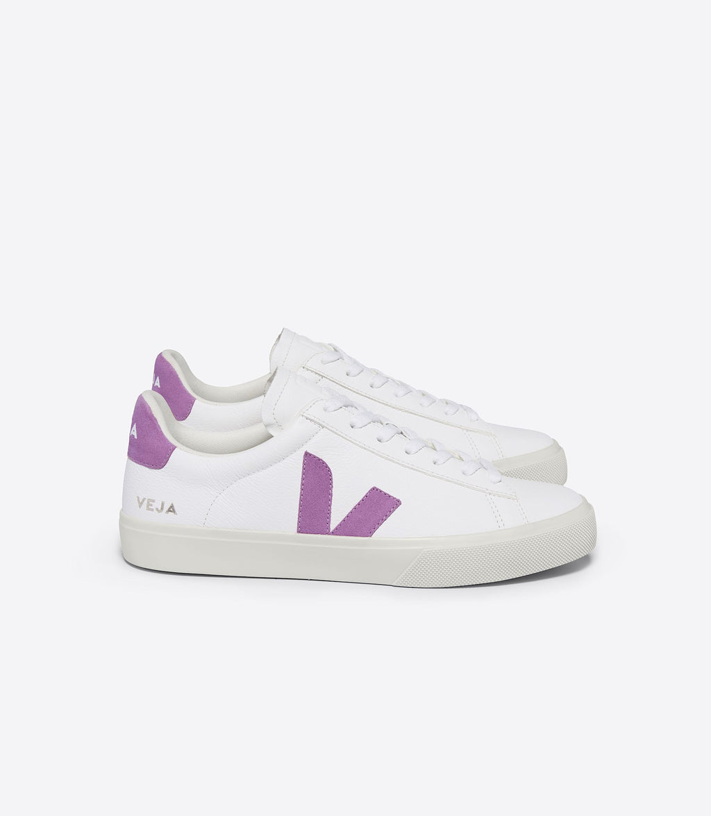 Zapatillas Veja Campo mujer en cuero blanco y morado