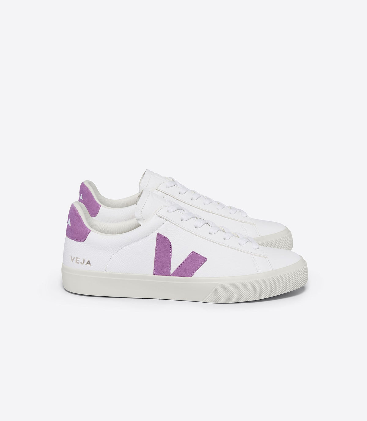 Zapatillas Veja Campo mujer en cuero blanco y morado