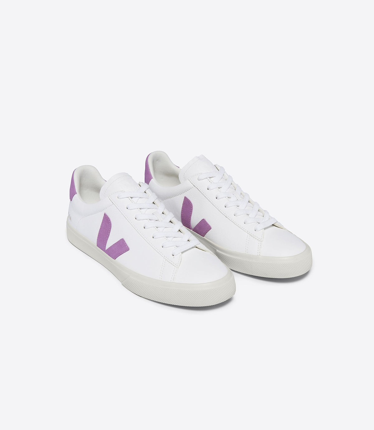 Zapatillas Veja Campo mujer en cuero blanco y morado, foto 2