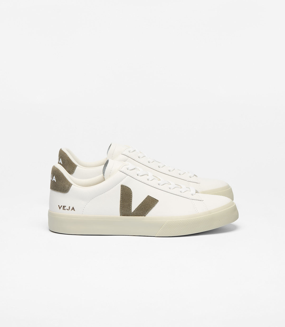 Zapatillas Veja Campo mujer en cuero blanco y verde